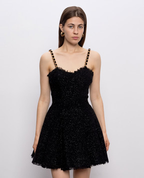 Balmain Чорна сукня міні з вовною HF1R2302WD65