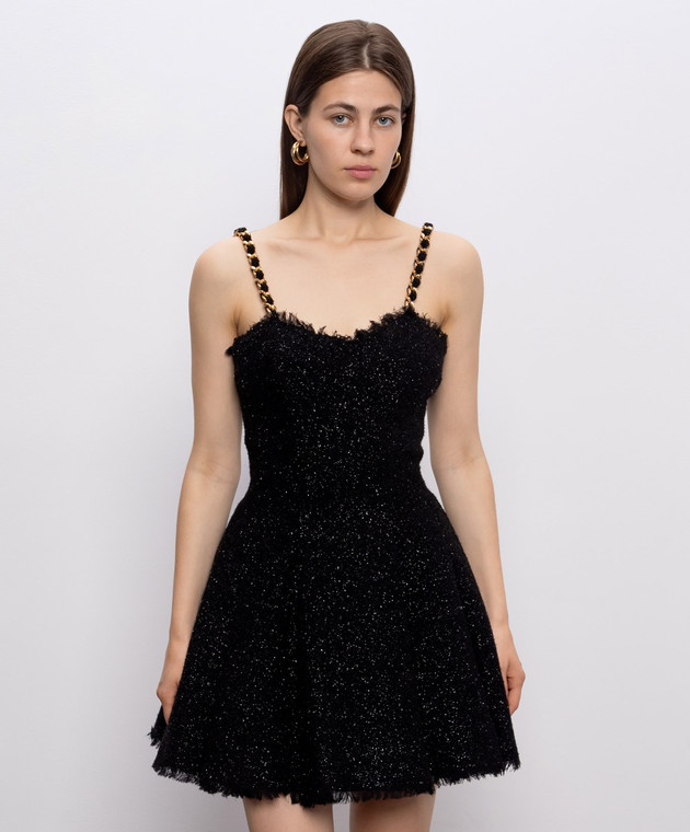 Balmain Черное платье мини с шерстью HF1R2302WD65 изображение 3