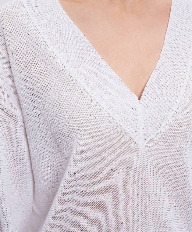 Brunello Cucinelli Білий пуловер з льону MDT746412 зображення 5