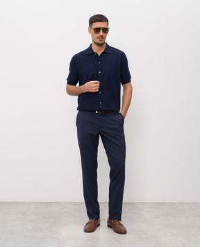 Stefano Ricci Синя сорочка з короткими рукавами з шовком K616453PAMF26118