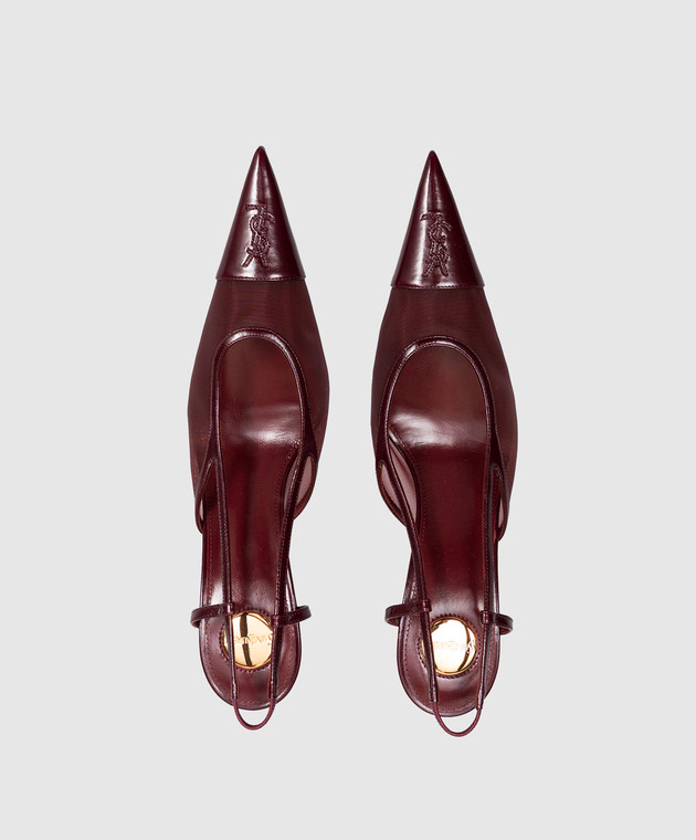 Saint Laurent Бордовые слингбеки RENÉE с монограммой Cassandre 869662AAGMC изображение 4