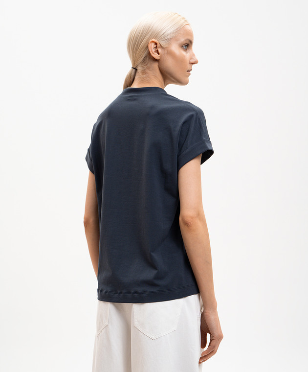 Brunello Cucinelli Синяя футболка с цепочкой мониль MPT18BD222 изображение 4