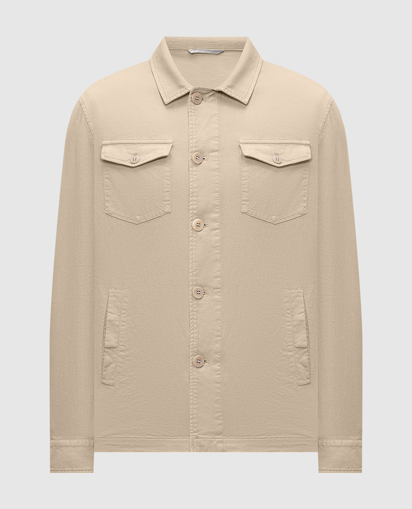 Бежевая куртка с леном в стиле рубашки
