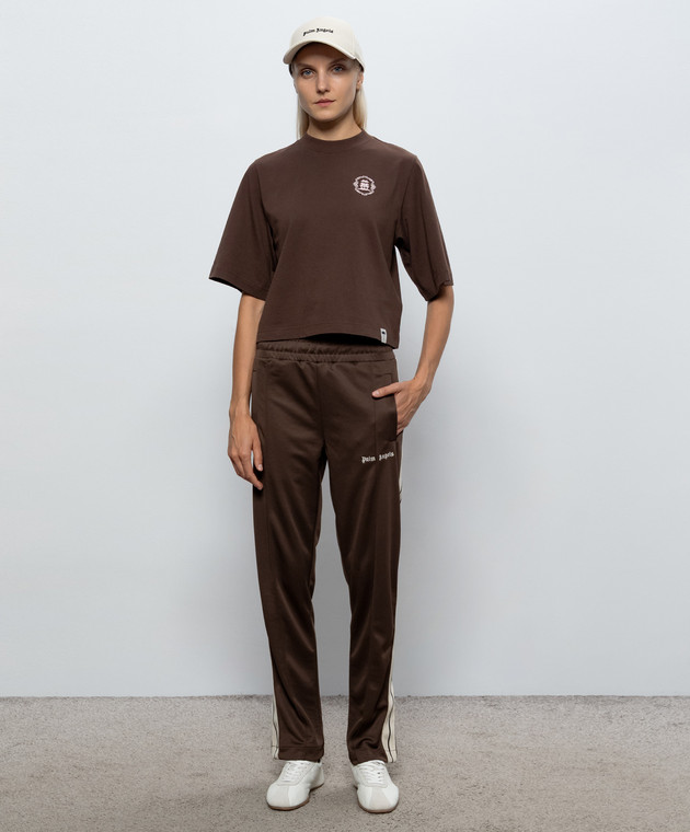 Palm Angels Коричневая футболка с вышивкой PAWAA003JR003 изображение 2