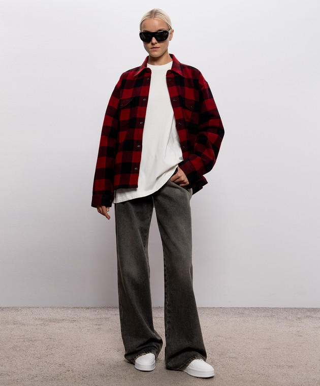 Vetements Куртка в стилі сорочки з вовни в клітинку MH27SH066RCw зображення 2
