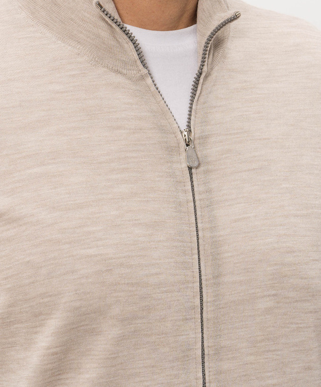 Brunello Cucinelli Бежевый меланжевый кардиган из шерсти и кашемира M2400106 изображение 5