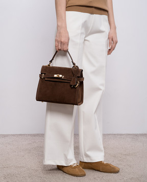 Gianni Notaro Коричнева замшева сумка-сетчел SUEDE з підвіскою 099SUEDEORO