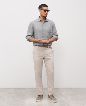 Stefano Ricci Серая рубашка из льна MC008163BX2922