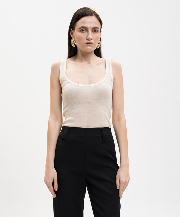 Versace Майка цвета айвори из шерсти с вышивкой эмблемы 10236981A17548 изображение 3