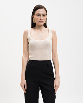 Versace Майка цвета айвори из шерсти с вышивкой эмблемы 10236981A17548