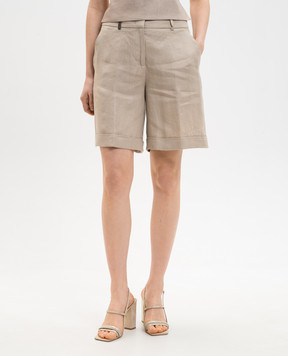 Peserico Бежеві шорти з льону з відворотами P0414002606