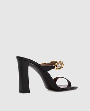 Giuseppe Zanotti Чорні шкіряні мюлі Mya з кристалами E600020