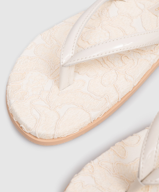 Ermanno Scervino Бежеві шкіряні лаковані шльопанці D488Z745KRH зображення 5