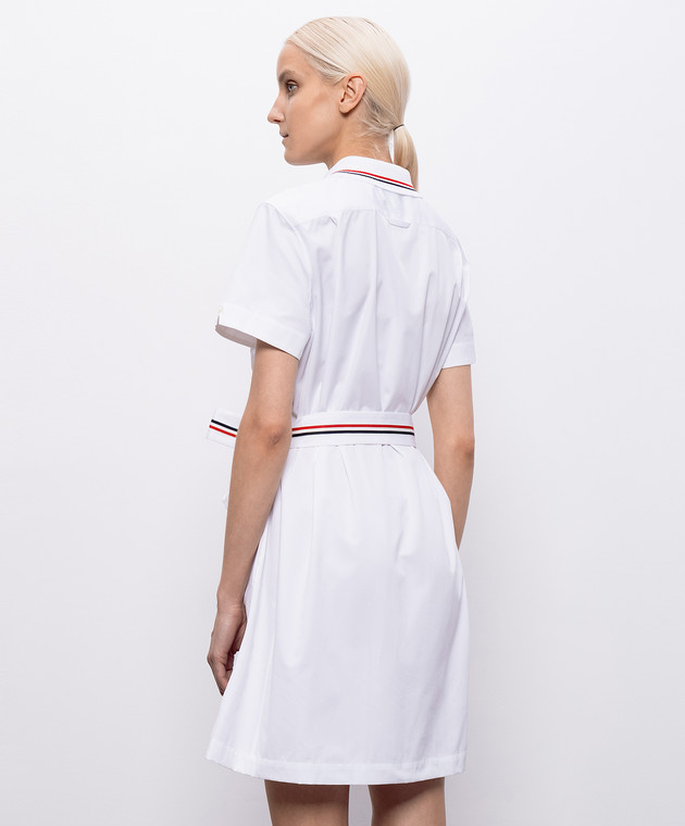 Thom Browne Біла сукня-сорочка з нашивкою логотипа FDSF58AF1004 зображення 4