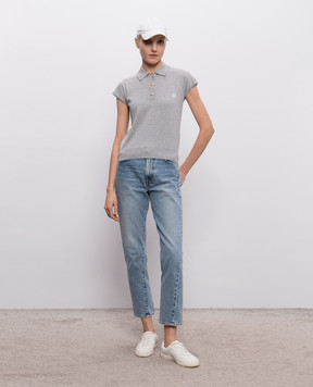 Balmain Серое поло с шелком GF0GB035KJ53