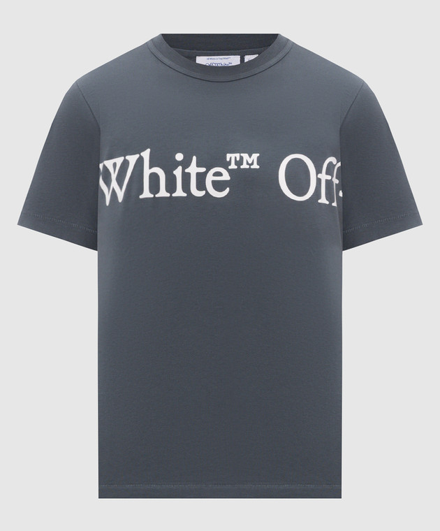 Off-White Голубая футболка с контрастным принтом логотипа 44MAA16MF26J00G