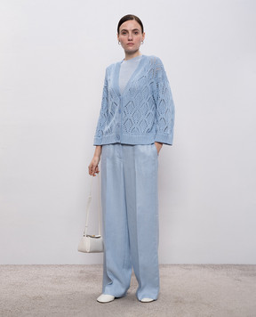 Peserico Блакитний ажурний кардиган з паєтками A99055F0309110