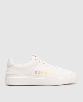 Balmain Білі шкіряні кросівки B-Court з принтом логотипа GN1VI690LSBG
