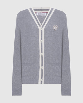 Brunello Cucinelli Серый кардиган с нашивкой эмблемы M29203606F