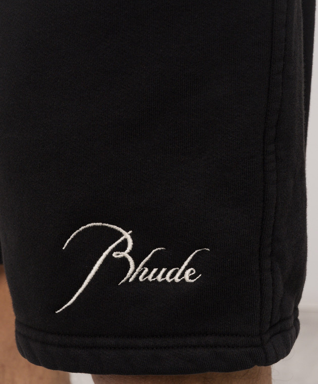 Rhude Черные шорты с вышивкой логотипа RHSS26SH03012 изображение 5