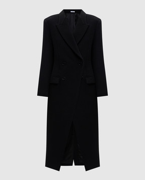 Alexander McQueen Чорне двобортне пальто з вовни 834064QKABM