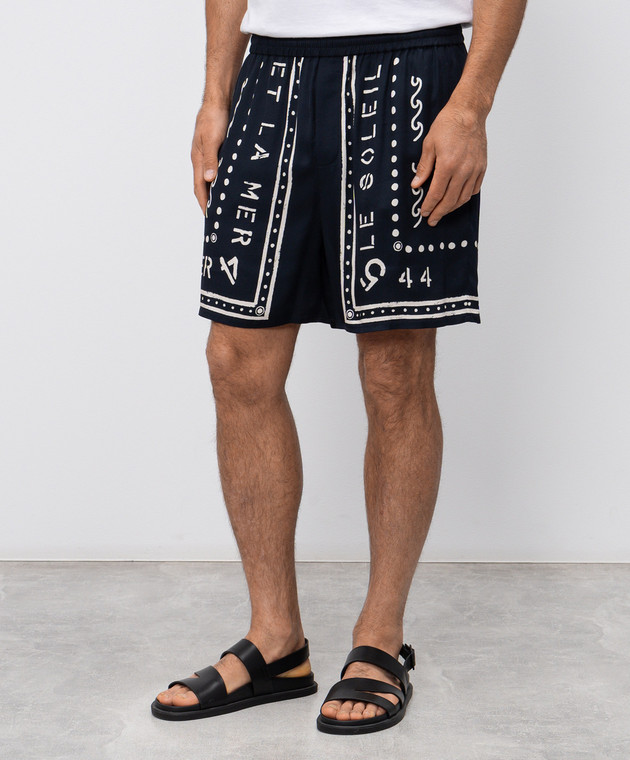 Balmain Сині шорти з принтом GH0PA145VI82 зображення 3