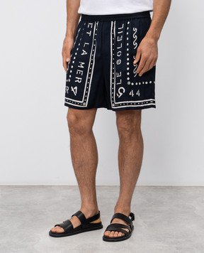 Balmain Синие шорты с принтом GH0PA145VI82