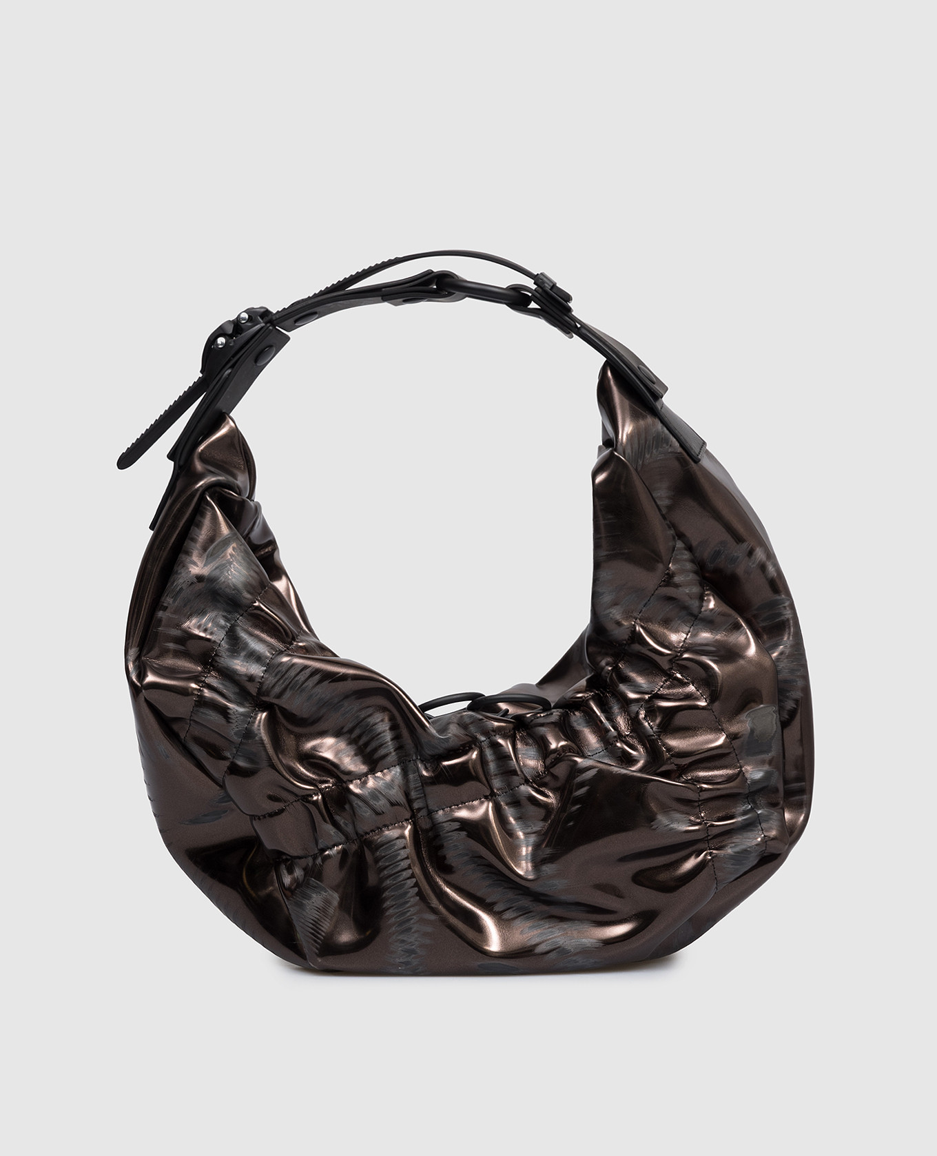 

Коричневая сумка-хобо HM2 с драпировкой, Коричневый, Сумки на плечо