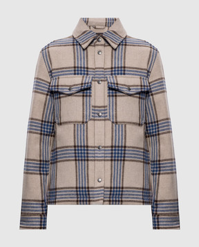 Woolrich Бежева пухова куртка в клітинку CFWWOS2028FRUT3046