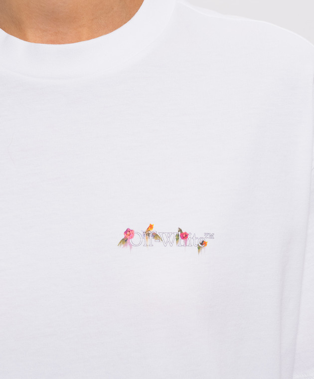 Off-White Белая футболка Arrow Chone Flower 2FA00645T изображение 5