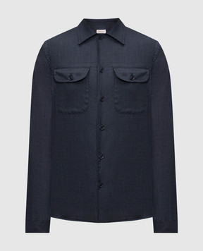 Doriani Cashmere Синя сорочка з вовни та шовку DOSLIDR42T196