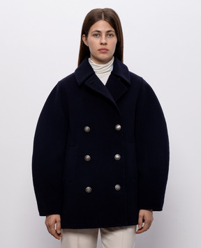 Brunello Cucinelli Голубое двубортное пальто из шерсти и кашемира MD5327629P