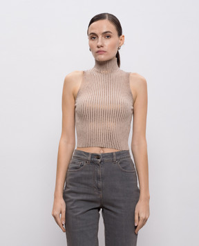 Peserico Топ в рубчик бежевого цвета E99109F1809209