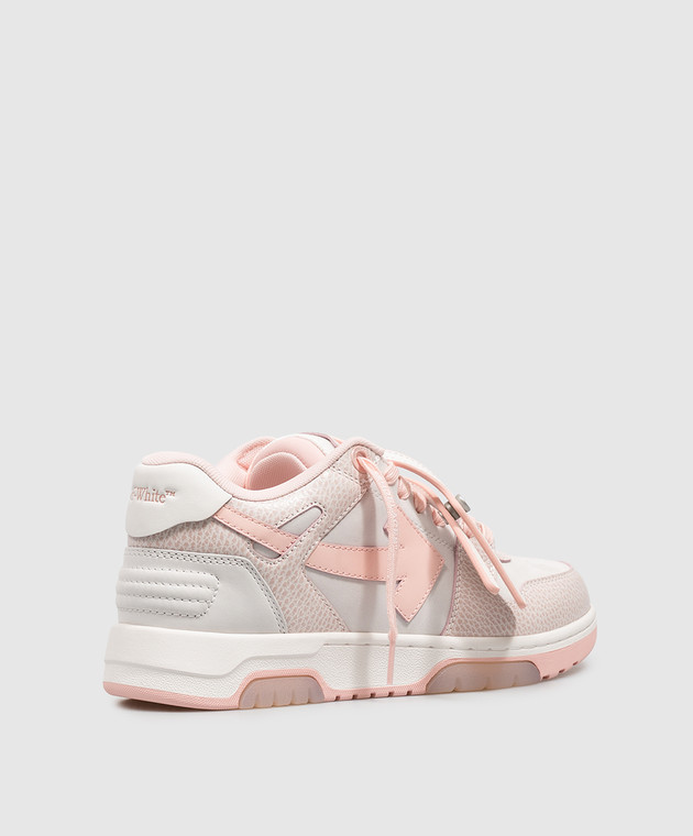 Off-White Розовые кожаные кроссовки Out Of Office OF05737101 изображение 3