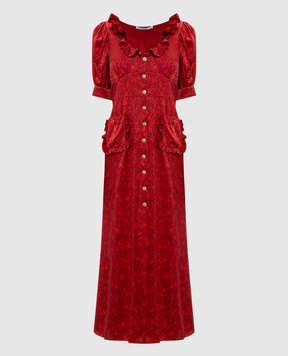 Alessandra Rich Червона сукня із шовку з рюшами FABX4280F4670