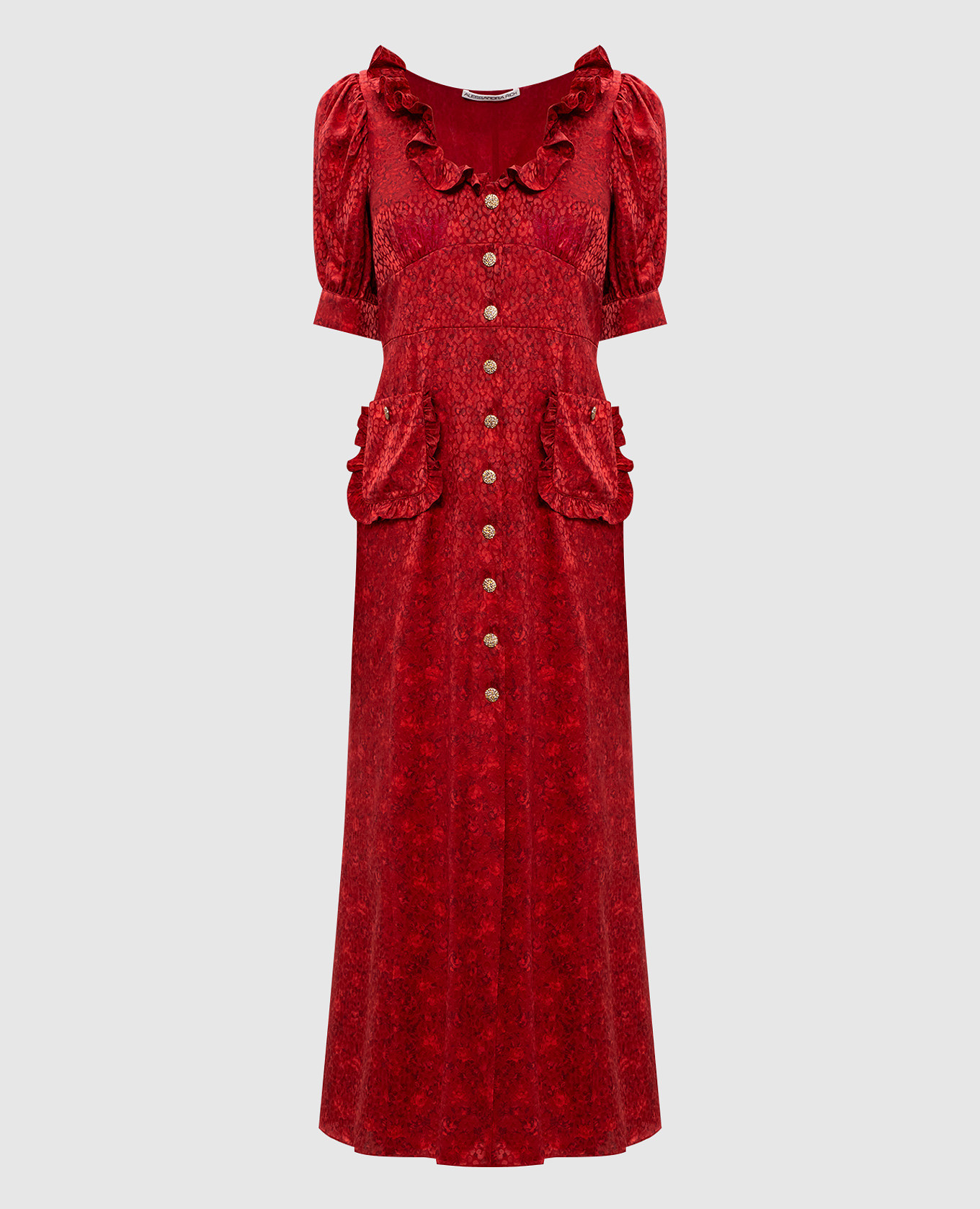 

Красное платье из шелка с рюшами, Красный, Повседневные платья