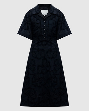 3.1 Phillip Lim Черное платье-рубашка с цветочным узором S26291083TFE