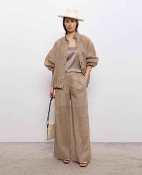 Brunello Cucinelli Коричневые брюки с цепочкой мониль M0F91P9174