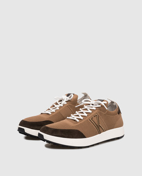 Kiton Коричневі комбіновані кросівки з монограмою USSA031N01217