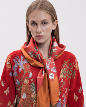 MANTERO 1902 Красный платок из шелка в брендовый принт 0904F0030G59084