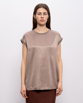 Brunello Cucinelli Бежевий топ із шовку M0C59EH500