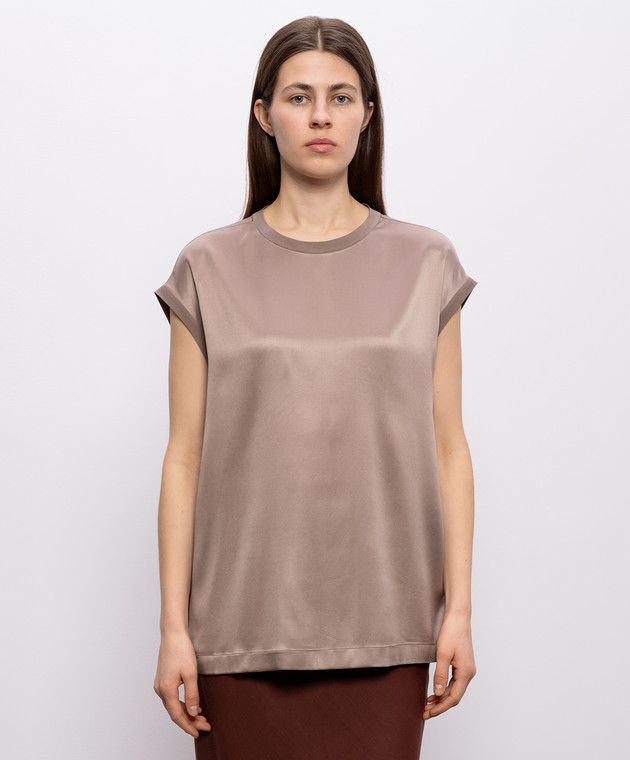 Brunello Cucinelli Бежева блуза із шовку M0C59EH500 зображення 3