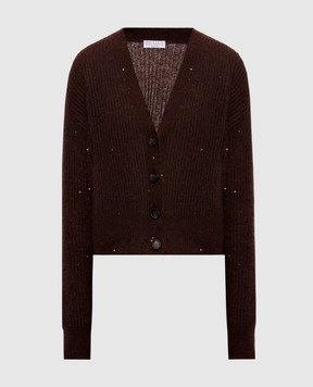 Brunello Cucinelli Коричневый кардиган с пайетками MPG737816