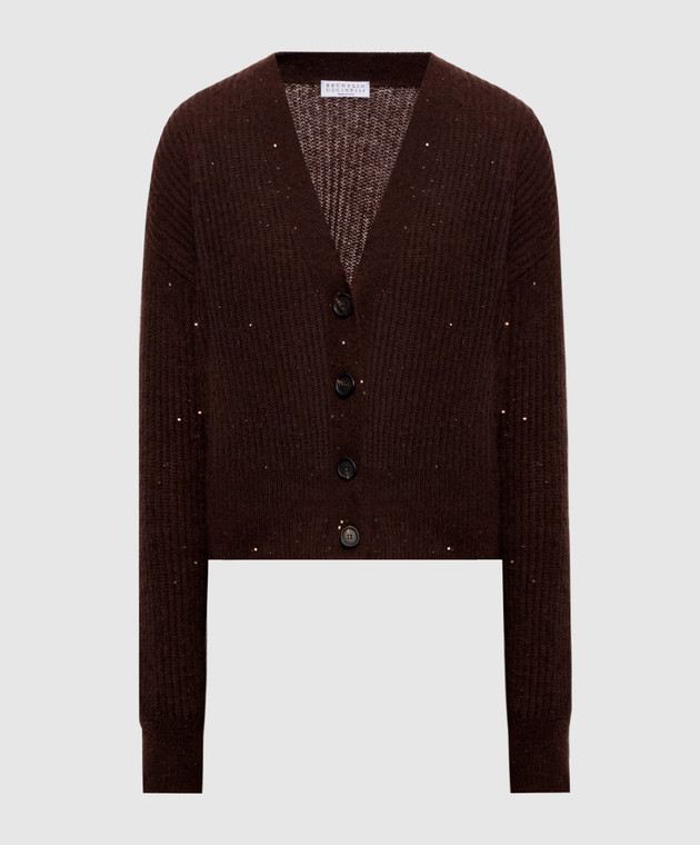 Brunello Cucinelli Коричневый кардиган с пайетками MPG737816