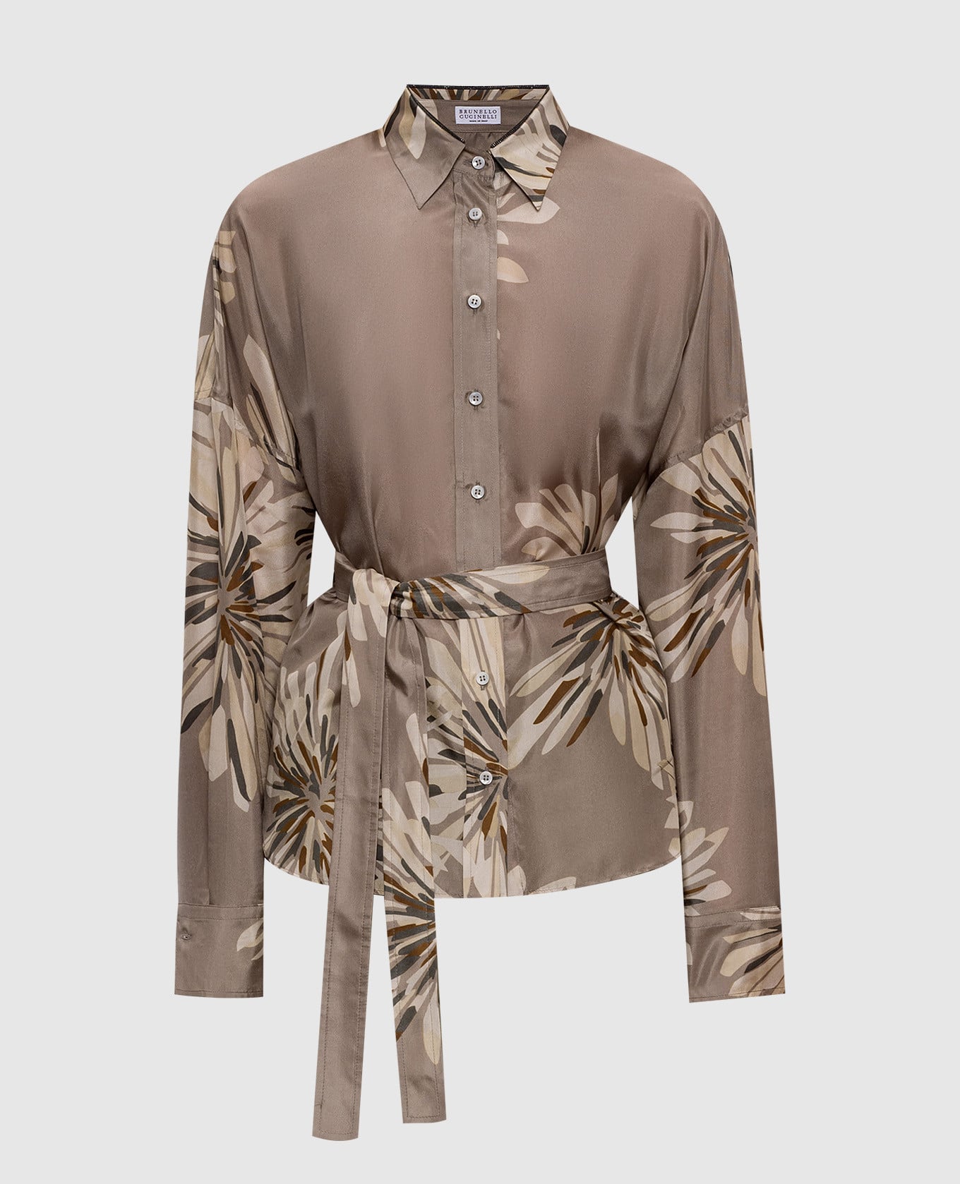 Блуза із шовку кольору хакі