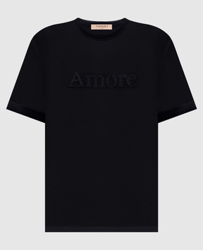 Twinset Чорна футболка з вишивкою 261TP2343