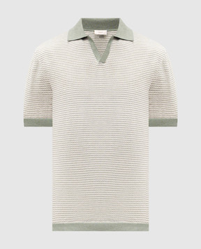 Agnona Зеленое поло в узор полоску K311U357H1412