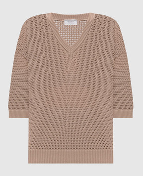 Peserico Коричневий топ з ланцюжком моніль S99110F0709234