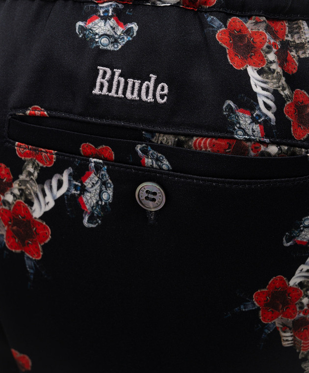 Rhude Черные шорты с принтом RHSS26SH01358 изображение 5