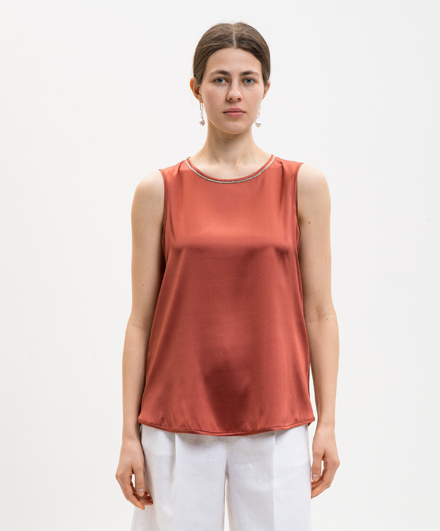 Peserico Терракотовый топ из шелка A08893D02372 изображение 2